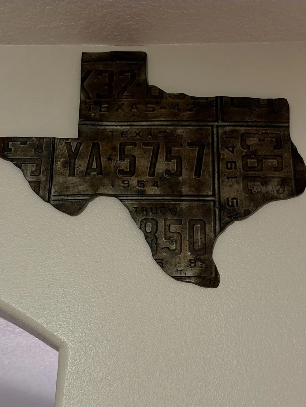 Rustic Texas State Wall Art - Metal License Plate Design, Brown (Set of 2)